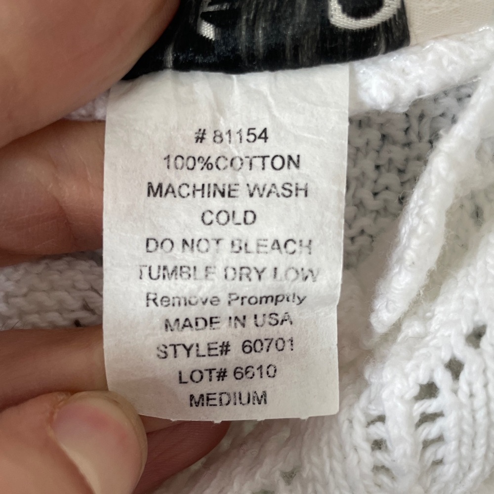 100% Cotton Made in the USA Vintage Knit Lace Crochet Top - Picture 3 of 5